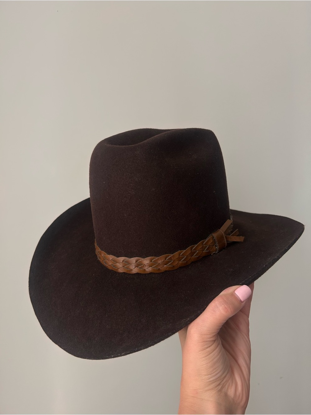 Smithbilt Western Felt Hat with Braided Leather Band size 7‎